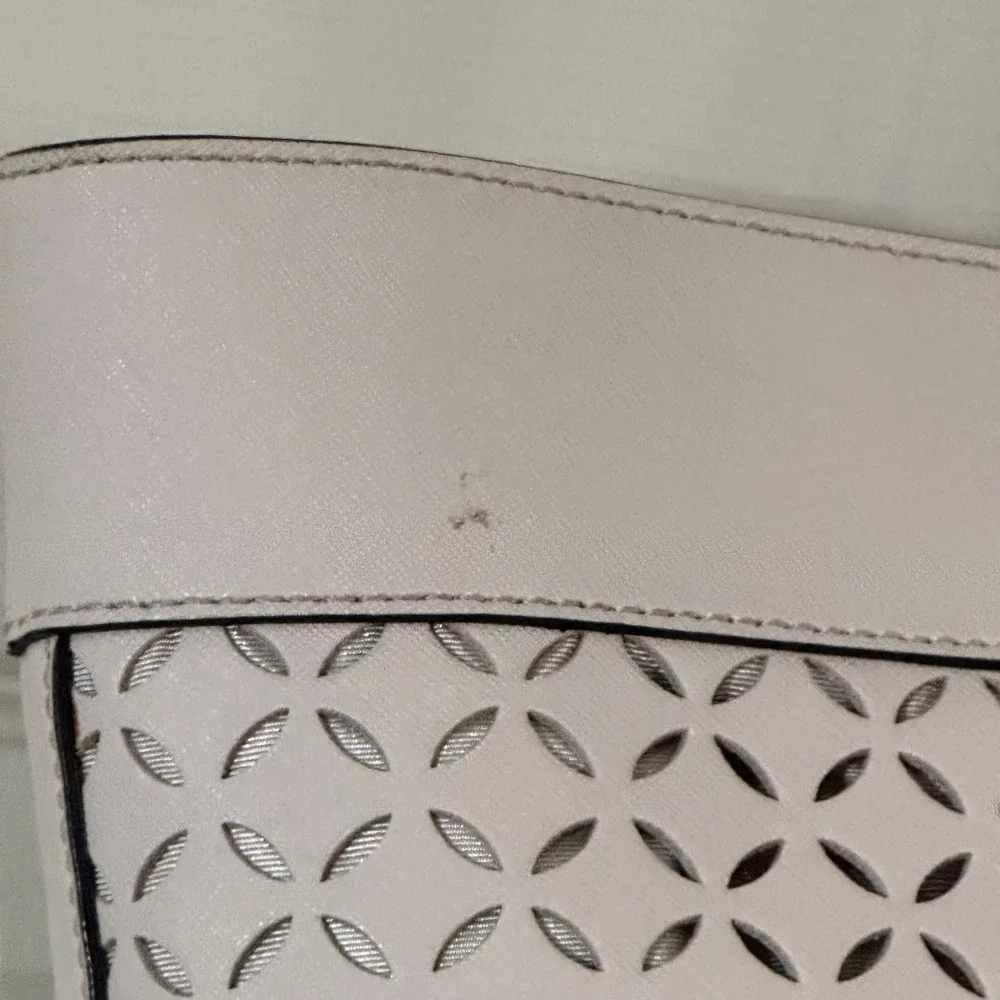 Kate Spade New York Pink Perforated Laser Cut Saffiano Leather Tote Bag Large
